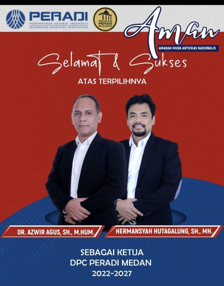 Dr Azwir Agus SH MH Ketua Peradi Medan Menggantikan Charles Silalahi